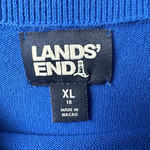 Lands' End XL Color Block Striped Cotton Sweater Blue Multicolor - Picture 3 of 4
